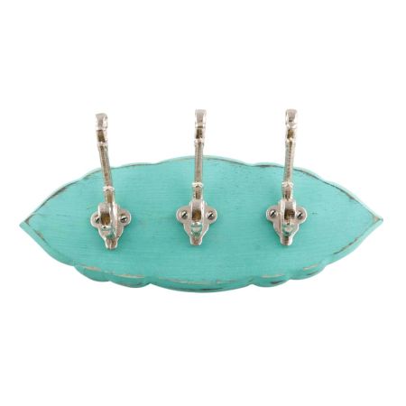 Sea Green Silver Small Wall Wooden Iron Hooks